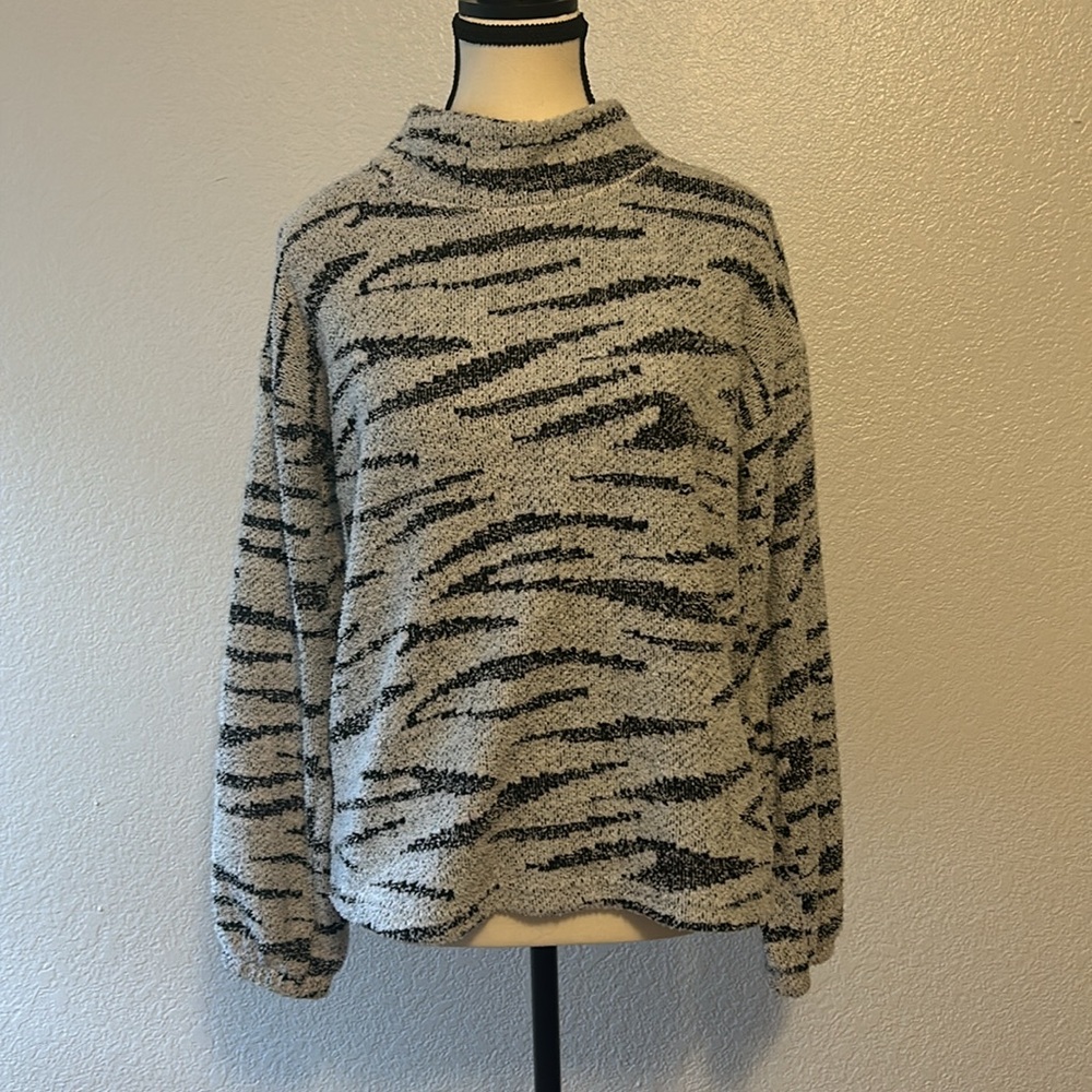 Mock neck zebra print sweater